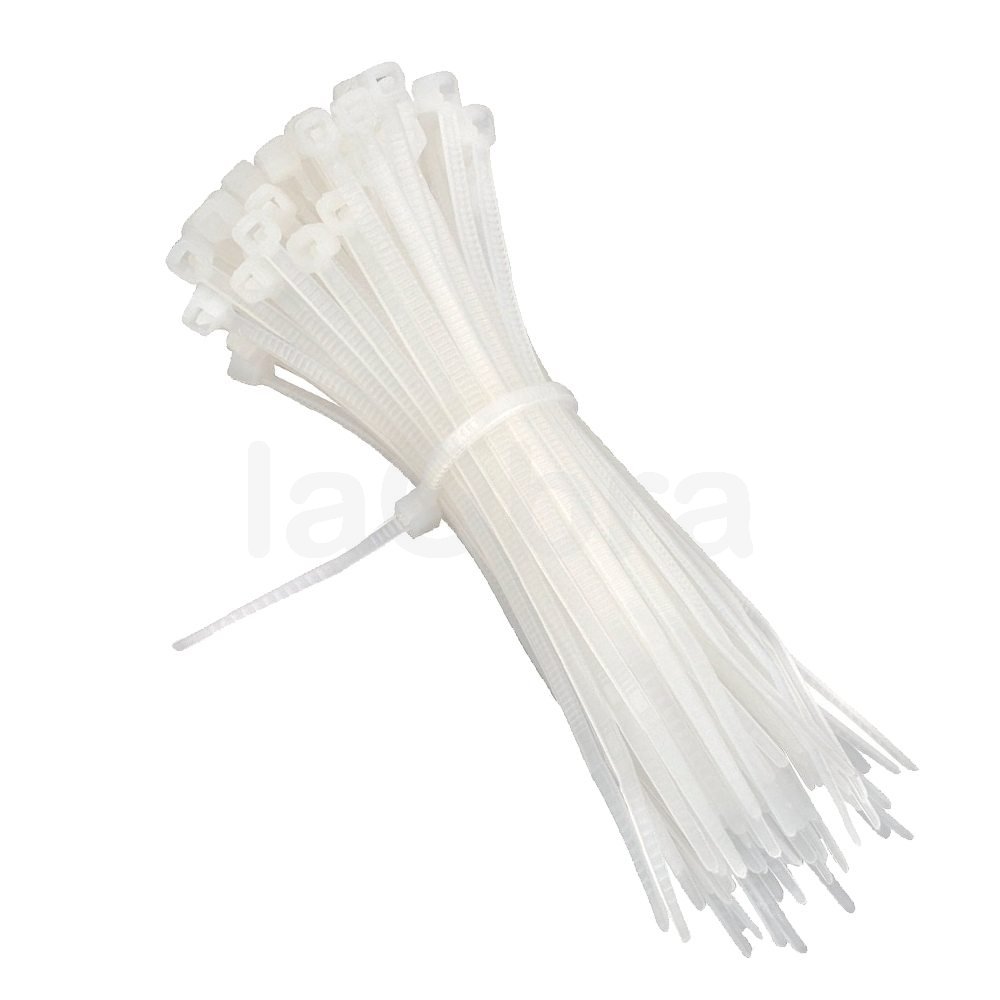 Bridas para cables de 100 paquetes, blancas/naturales, 200 mm x 2,5 mm,  bridas de plástico de primera calidad